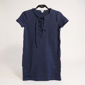 J. Crew Navy Blue Lace Up Short Sleeve T Shirt Dress Women's XXS‎